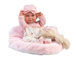 Lalka winylowa bobas Nico z różową podusią 40cm - Llorens