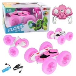 Samochód kaskaderski RC różowy - Leantoys