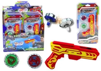 Zestaw pistolet wyrzutnia 2 metalowe krążki czerw - Leantoys