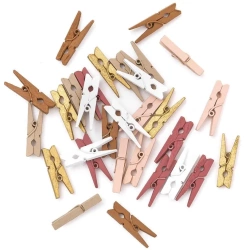 Klamerki mini drewniane vintage 3cm 30szt - Dalprint dpCraft