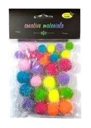 Pompony glitter wiosenne 15-25mm 30szt - Galeria Hobby