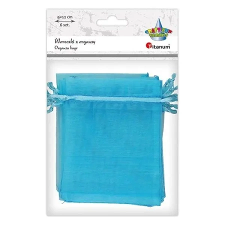 Woreczki z organzy turkusowe 9x12cm 6szt - Titanum