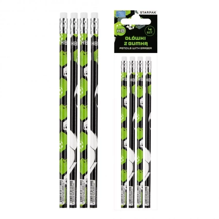 Ołówek z gumką HB Football 4szt - STARPAK