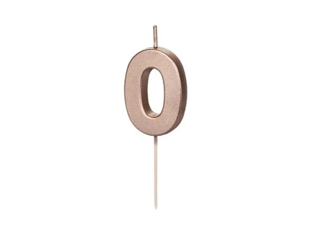 Świeczka urodzinowa 0 różowe złoto 4.5cm - PartyDeco