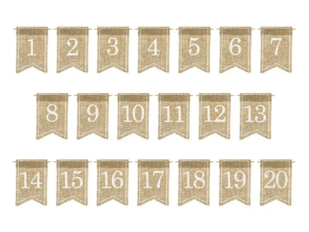 Numery na stoł jutowe 7x10,5cm - PartyDeco