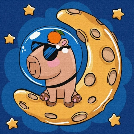 Malowanie po numerach - Kapibara na księżycu 30x30 - Ideyka