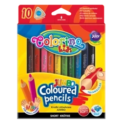 Kredki ołówkowe trójkątne jumbo Colorino Kids z temperówką 10 kolorów - PATIO