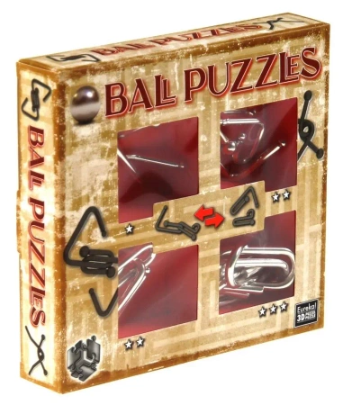 Łamigłówki metalowe 4 szt Puzzle mania czerwony G3
