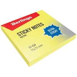 Bloczek samoprzylepny 75x75 żółty 80 kartek - Berlingo