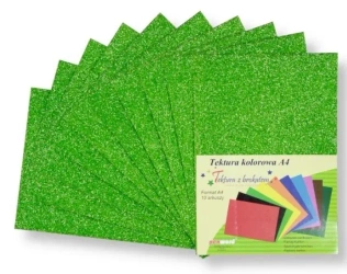 Tektura A4 gładka brokat zielona 10szt - Penword