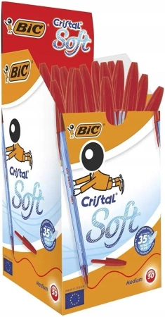 Długopis Cristal Soft czerwony (50szt) - BIC