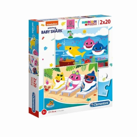 Puzzle 2x20 Super kolor Baby Shark - Clementoni