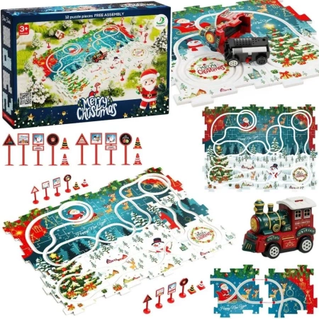 Kolejka tor puzzle świąteczne 25el - Trifox