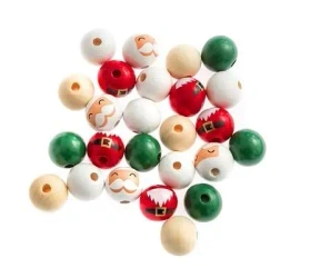 Koraliki drewniane Mikołaje 2cm 25szt MIX - Dalprint dpCraft