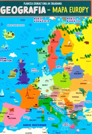 Karta edu składana geografia - Europa A4 - praca zbiorowa