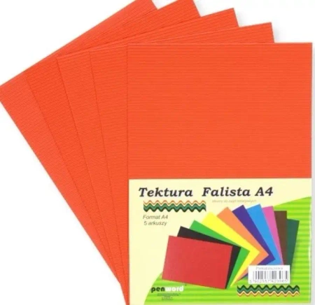 Tektura A4 falista pomarańczowa 5szt - Penword