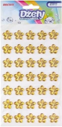 Dżety samoprzylepne kwiatki złote 35szt - Brewis
