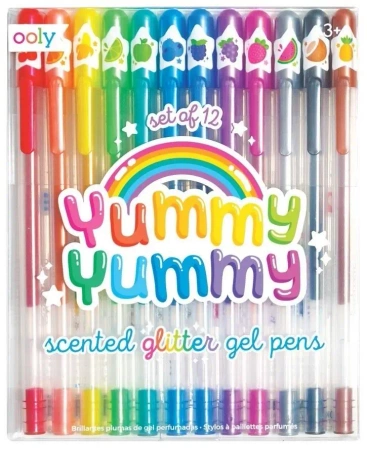 Długopisy pachnące żelowe z brokatem 12kol - Kolorowe Baloniki