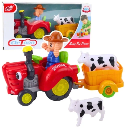 Traktor interaktywny z przyczepką i figurkami - Leantoys