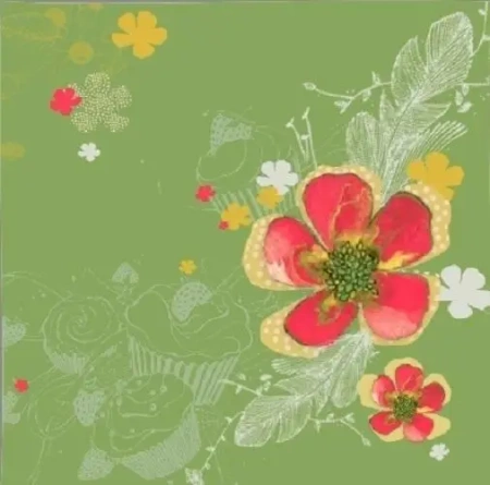 Karnet Swarovski kwadrat CL2902_BL Kwiaty oliwkowy - Clear Creations