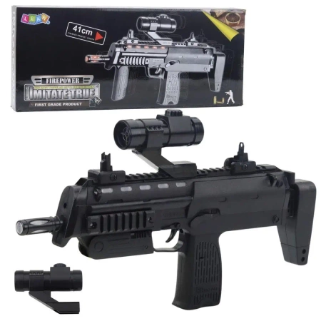 Karabin ze światłem i dżwiękiem czarny 41cm - Leantoys