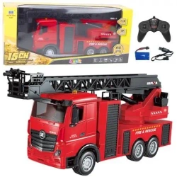 Straż RC z wysuwaną drabiną + rozpylanie wody 1:18 - Leantoys