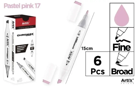 Marker Chromax z 2 końcówk. pastel pink 17 (6szt) - Artix