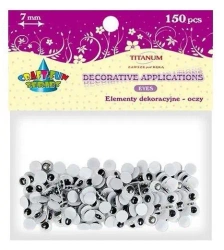 Oczy bez kleju i rzęs 7mm 150szt - Titanum
