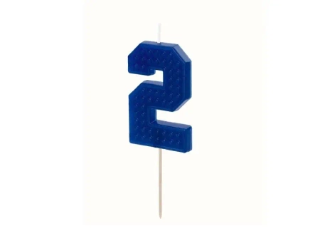 Świeczka urodzinowa 2 niebieska 6cm - PartyDeco