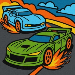 Malowanie po numerach - Gorące wyścigi Kids - Ideyka