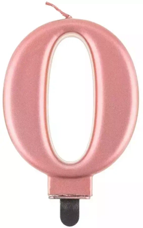 Świeczka urodzinowa. Cyfra 0, różowe złoto