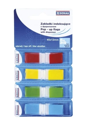 Zakładki indeksujące PP 12x45mm 4x35 kart - Donau