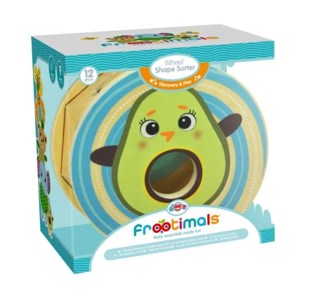 Drewniany sorter kształtów na kółkach Frootimals miss pio chickicado - Kids Euroswan