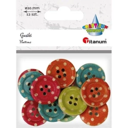 Guziki drewniane okrągłe 12szt mix - Titanum