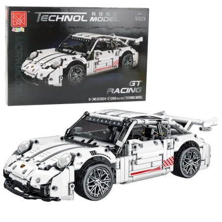 Klocki Samochód GT Racing Biały 1:14 1268el - Leantoys