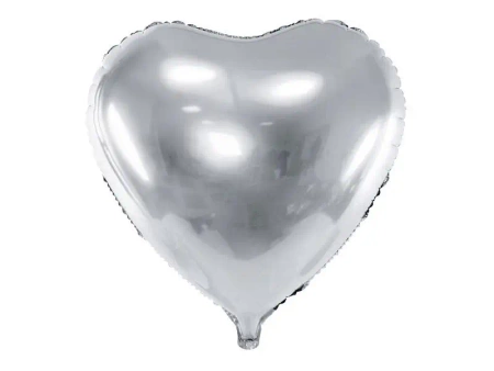 Balon foliowy Serce 61cm srebrny - PartyDeco