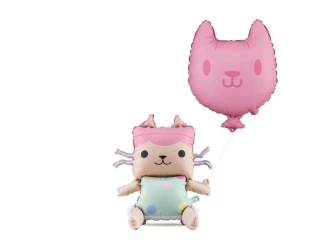 Balon foliowy tekturzątko z kotkiem 43x46cm - PartyDeco