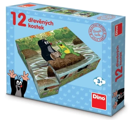 Drewniane klocki obrazkowe Krecik 12el - Dino Toys