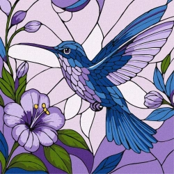 Malowanie po numerach - Witraż. Koliber 30x30cm - Ideyka