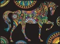 Kolorowanka Welwetowa Colorvelvet 47x35 cm Koń Mandale + 12 flamastrów Carioca - Stepp Sp.z.o.o
