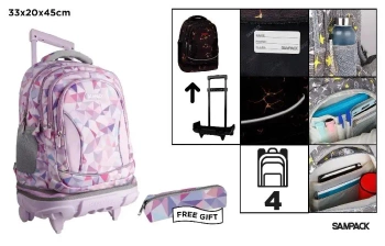 Plecak ze stelażem i kółkami 4 komory + piórnik - MP Main Paper