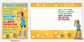 Karnet Young B6 + koperta wzór nr 004 Urodziny - Stamp