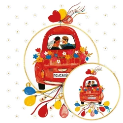 Karnet KW koperta z kółkiem Ślub Garbus - Henry