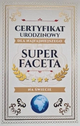 Karnet Certyfikat Urodzinowy Super Faceta - YEKU
