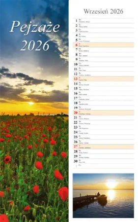 Kalendarz 2026 ścienny pasek Pejzaże - praca zbiorowa