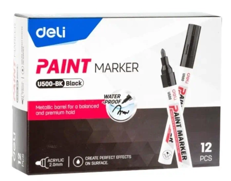 Marker olejowy 2mm czarny (12szt) DELI