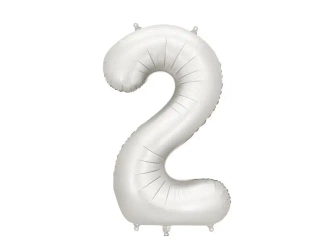 Balon foliowy cyfra 2 86cm srebrny - PartyDeco