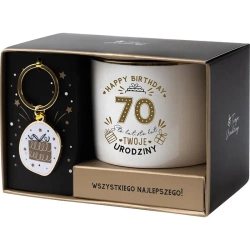 Zestaw prezentowy na 70 urodziny biało-złoty - Be-Happy Gifts