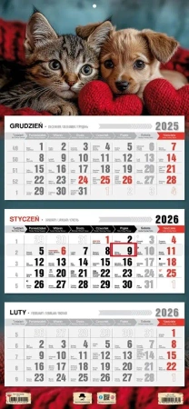 Kalendarz 2026 trójdzielny płaska główka przyjaźń - Pan Kalendarzyk