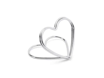 Stojaki na winietki Serca srebrny 2,5cm 10szt - PartyDeco